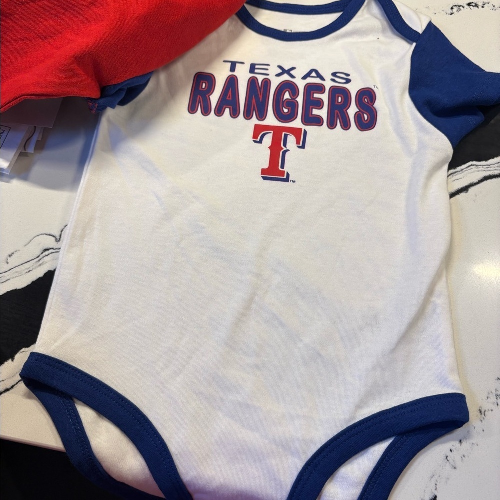 Genuine Merchandise White Infant Onesie with Blue & Red Trim